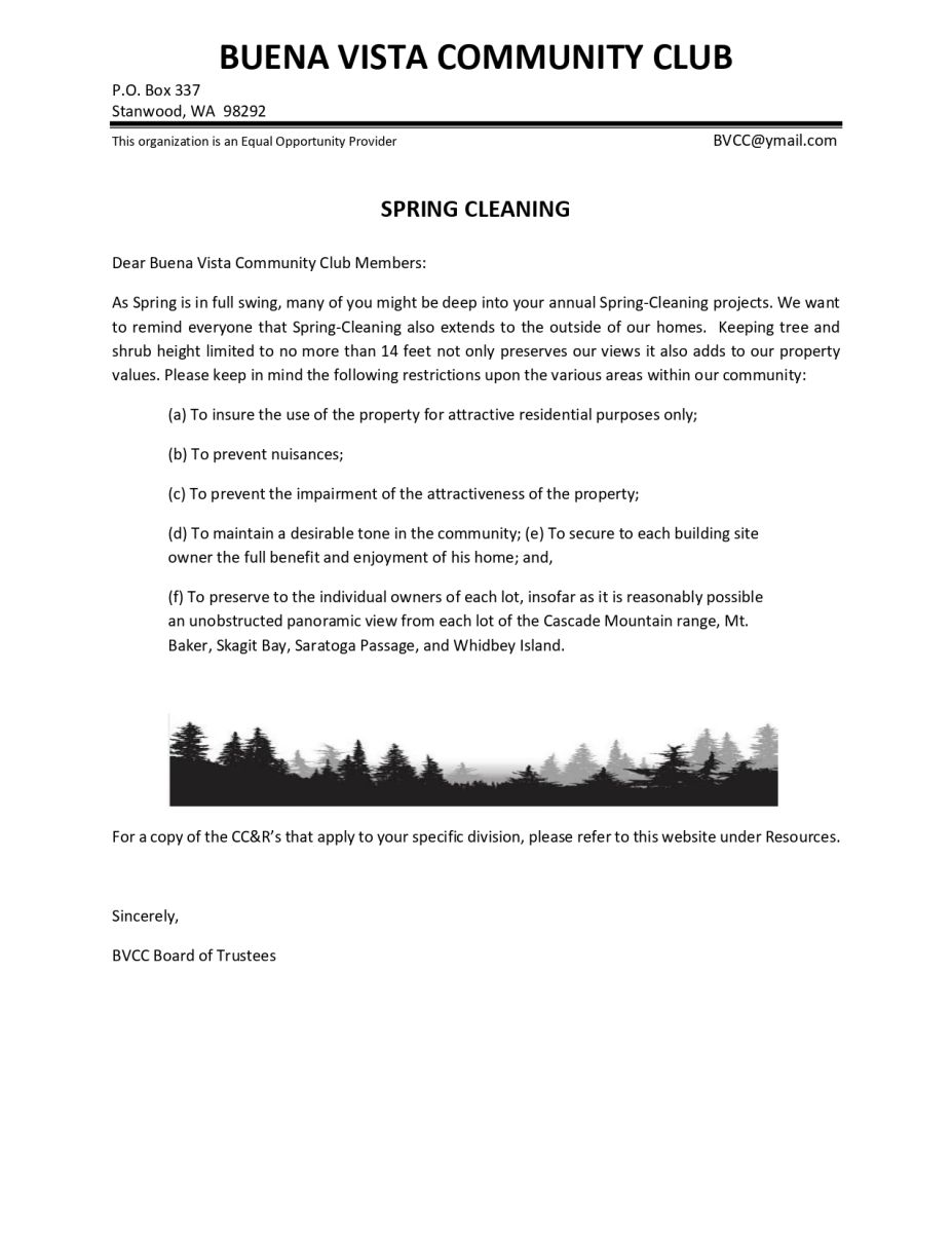 Spring Cleaning Letter